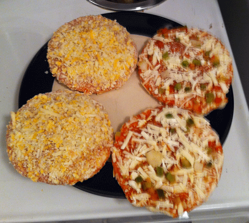 Defrosted pizzas