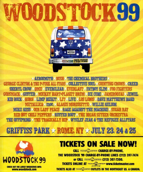 Woodstock '99 poster and bill