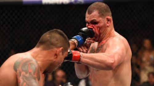 Fabricio Werdum punches Cain Velasquez