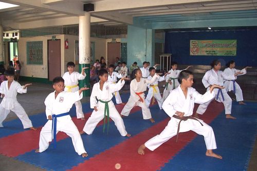 Children training martial arts